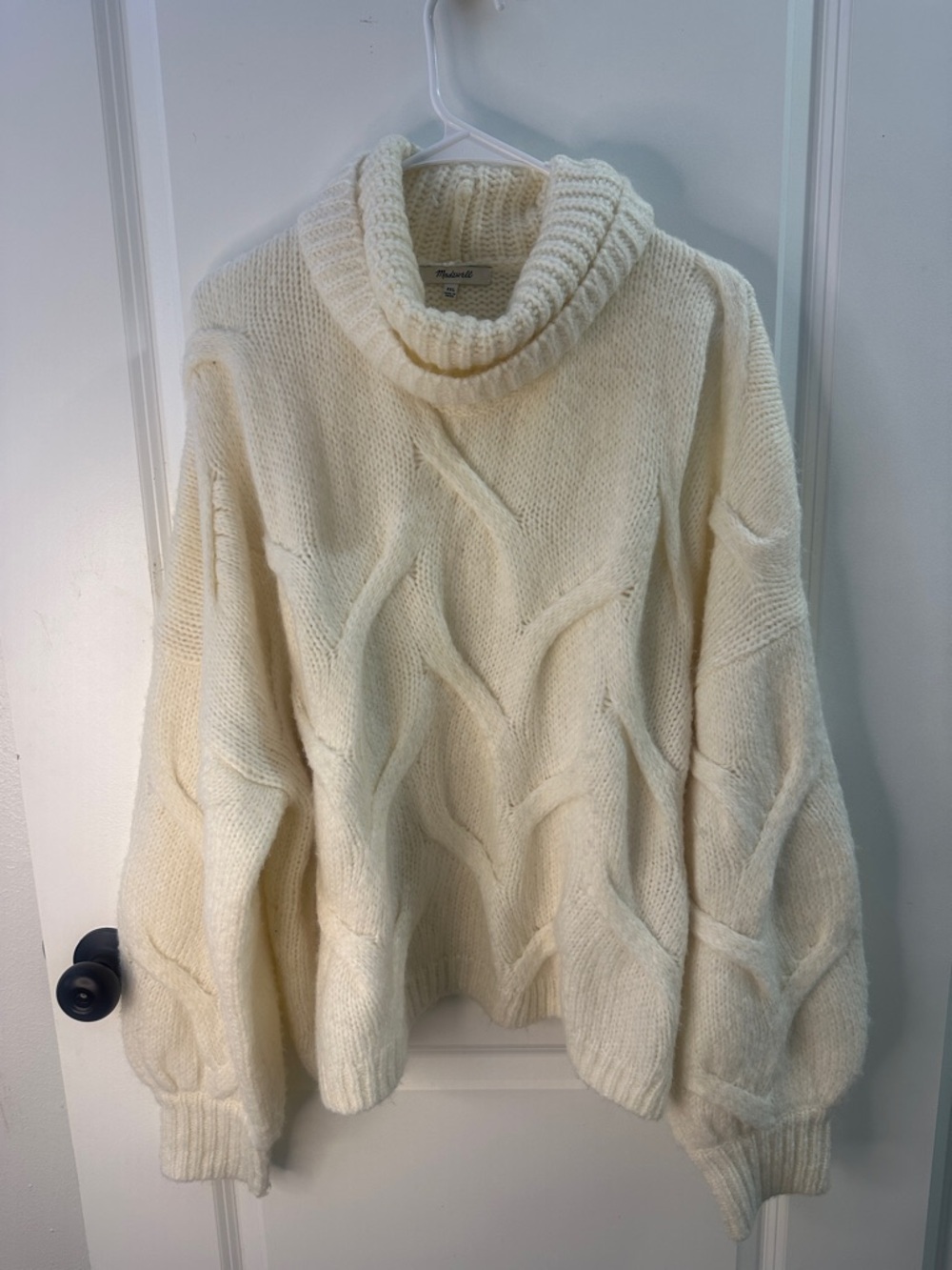 Madewell Chunky Cream Cable-Knit Wool Blend Oversized Sweater Size XXL EUC - Picture 1 of 5